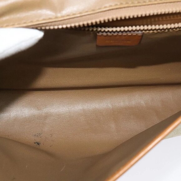 CELINE Macadam Canvas Shoulder Bag PVC Leather White Gold - Picture 10 of 16